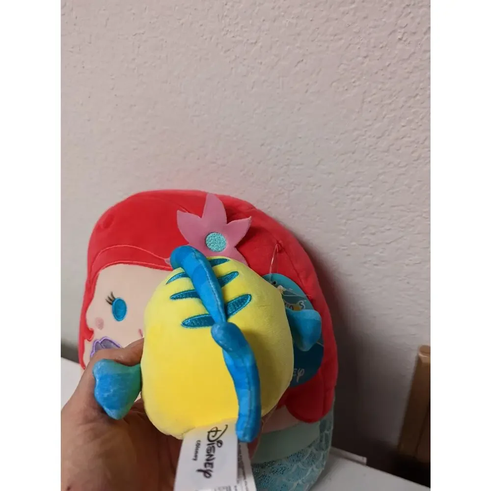 Disney Squishmallow Little Mermaid Ariel & Flounder 10” & 4” plush Pair NWT